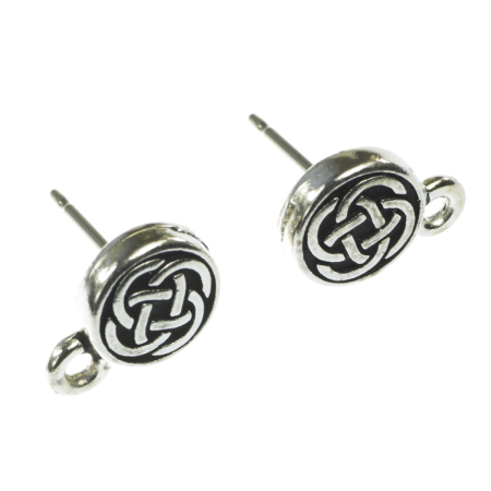Accesorii metalice - Baza cercei stil tibetan, aliaj placat argint antichizat, D 8 mm