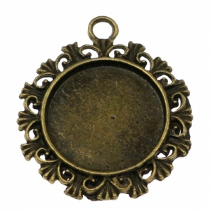 Accesorii metale comune - Baza pandantiv rotund pentru caboschon cu diametrul de 20 mm