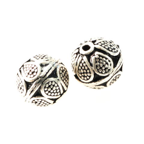 Margele si tuburi - Bile decorative filigram, argint 925 antichizat, lungime 10 mm