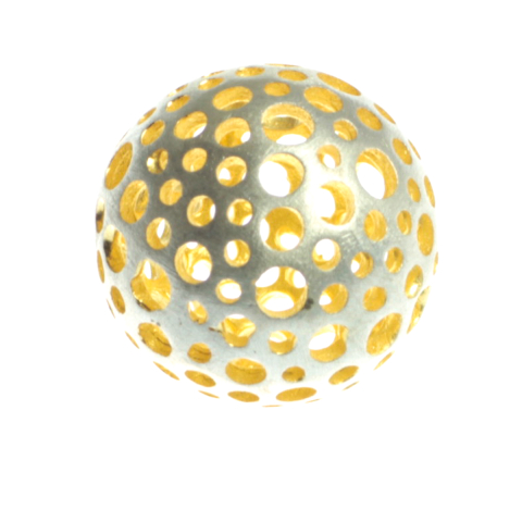 Bile si crimpi - Bile decorative perforate, argint 925 placat cu aur la interior, diametrul 15 mm