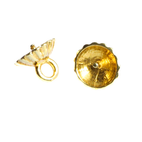 Capacele distantiere margele tuburi - Capacele cu pin si anou pentru perle, argint 925 placat cu aur, diametrul 8 mm