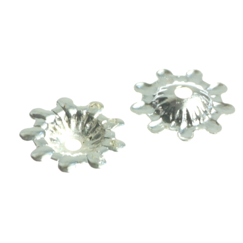 Capacele distantiere margele tuburi - Capacele floare, argint 925, grosime 0.5 mm, diametrul 12 mm