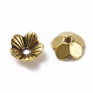 Accesorii metale comune - Capacele floare din aliaj fara plumb sau nichel auriu antichizat dimensiunea 10x10x3 mm