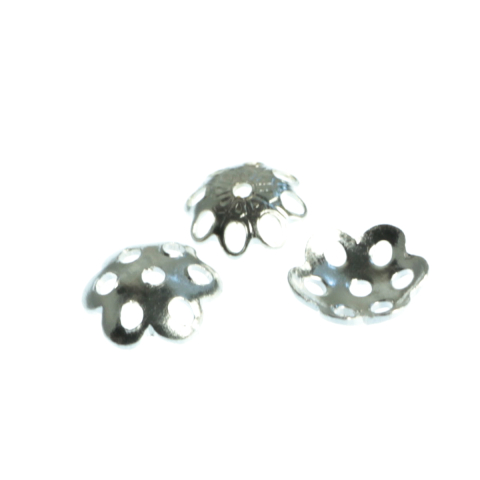 Capacele distantiere margele tuburi - Capacele perforate, argint 925, grosime 0.5 mm, diametrul 6 mm