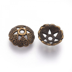 Accesorii metale comune - Capacele stil tibetan cu inimioare bronz antichizat