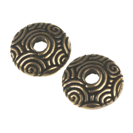 Accesorii metalice - Capacele texturate, aliaj placat cupru antichizat, D 11 mm, gros. 1.2 mm, orif. 2 mm