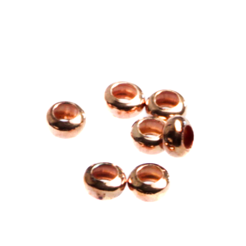 Capacele distantiere margele tuburi - Distantiere, argint 925 placat cu aur roz, grosime 2 mm, diametrul 3 mm