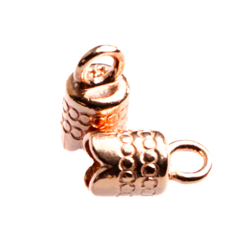 Inchizatori si terminatii lant - Capat lant, cilindric, argint 925 placat cu aur roz, lungime 10.5 mm, diametrul 5.5 mm