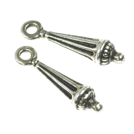 Accesorii metalice - Charm, aliaj placat argint antichizat, L 18 mm, D 4.5 mm