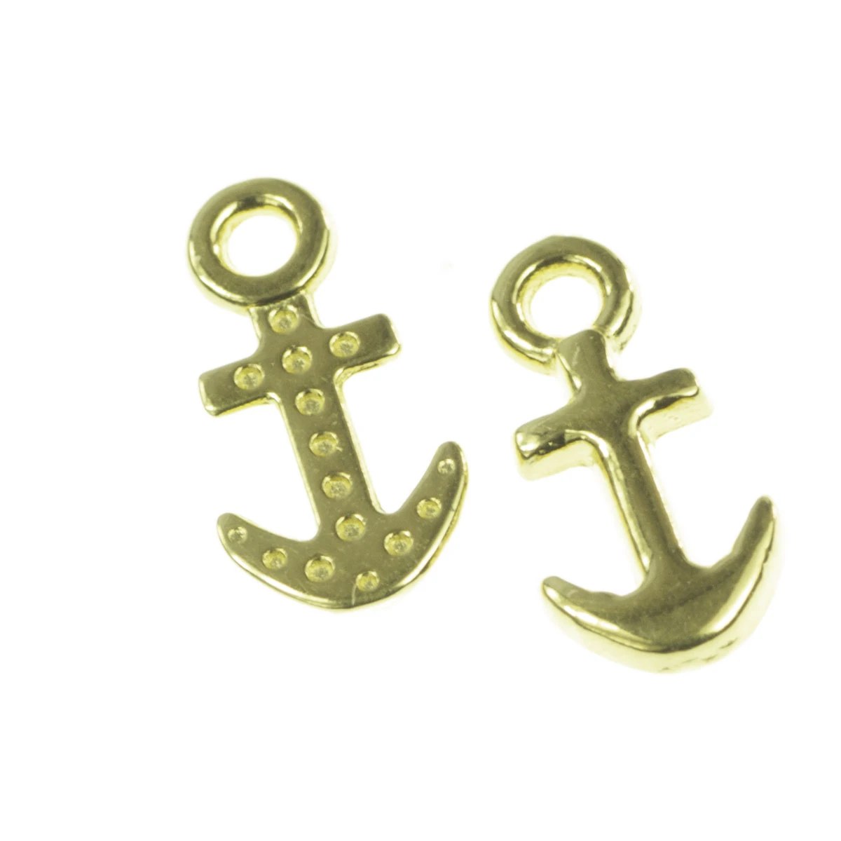 Charm-uri - Charm ancora, zamac placat cu aur, 12x6 mm, gros. 1 mm