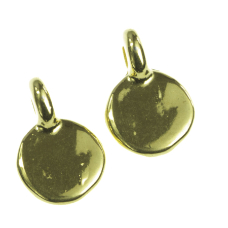Accesorii metalice - Charm banut, zamac placat cu aur, D 6 mm, gros. 1 mm