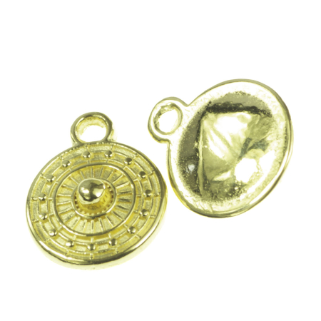 Accesorii metalice - Charm banut, zamac placat cu aur, D 9 mm