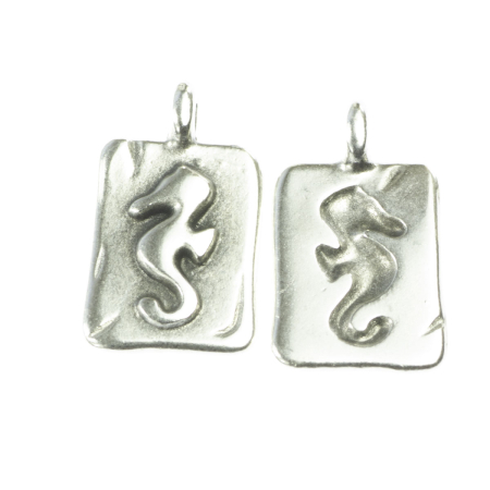 Accesorii metalice - Charm calut de mare, zamac placat cu argint, 15x9 mm, gros. 2 mm