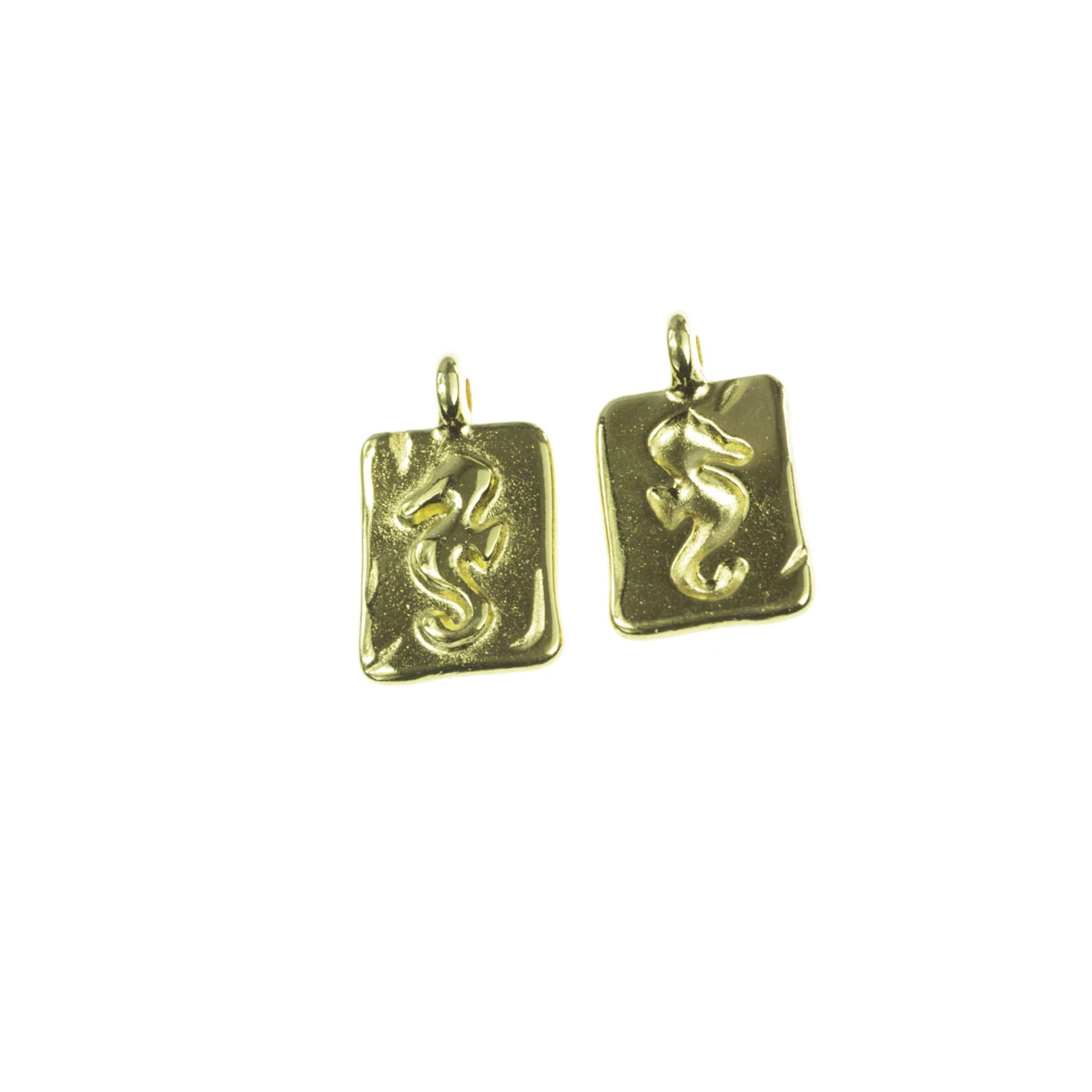 Charm-uri - Charm calut de mare, zamac placat cu aur, 15x9 mm, gros. 2 mm