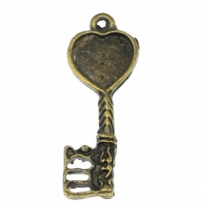 Accesorii metale comune - Charm cheie bronz antichizat