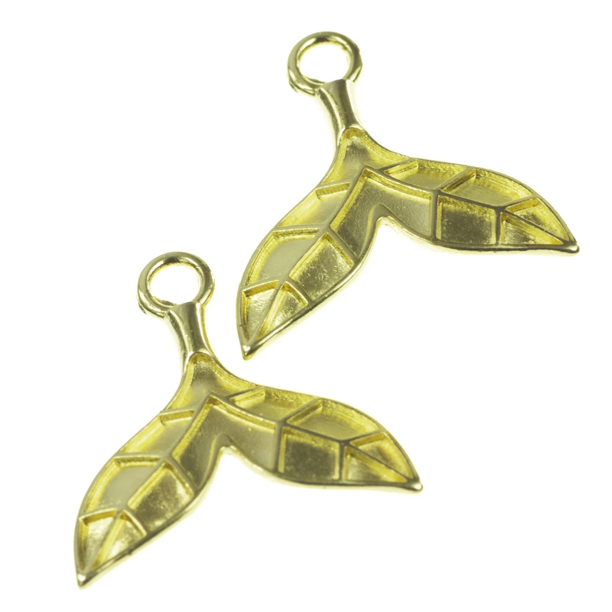 Charm-uri - Charm coada de delfin, zamac placat cu aur, 17x18 mm, gros. 1.5 mm