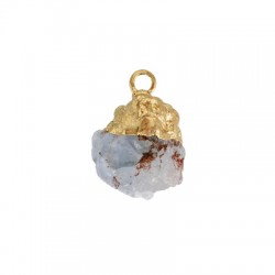 Accesorii metalice diverse - Charm cu piatra semipretioasa albastra neregulat 25x12 mm