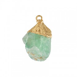 Accesorii metalice diverse - Charm cu piatra semipretioasa fluorit neregulat 25x12 mm