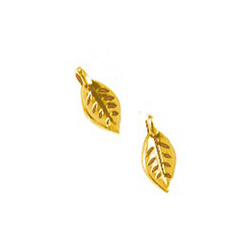Charm-uri - Charm frunza 5x7 mm zamac placat cu aur 24k