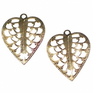 Accesorii metale comune - Charm frunza aurie