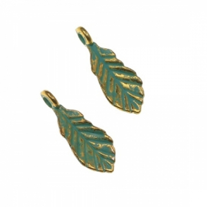 Accesorii metale comune - Charm frunza aurie 2