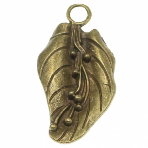 Accesorii metale comune - Charm frunza bronz antichizat