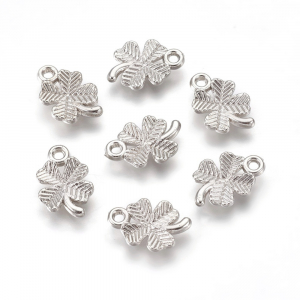 Charm frunza trifoi plastic argintiu [1]