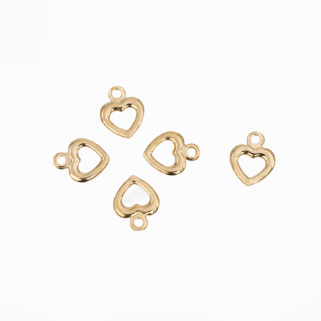 Accesorii argint - Charm inimioara, argint 925 placat cu aur roz, grosime 1 mm, diametrul 7 mm