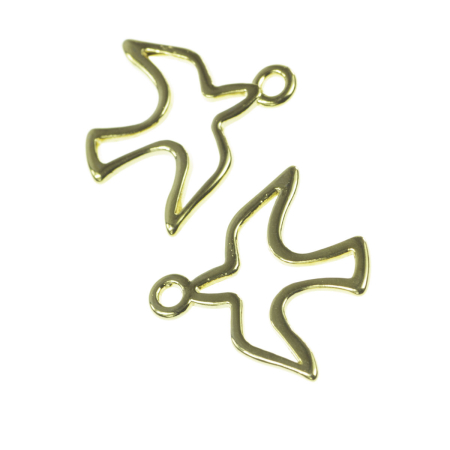 Accesorii metalice - Charm pescarus, zamac placat cu aur, 18x18 mm, gros. 1 mm