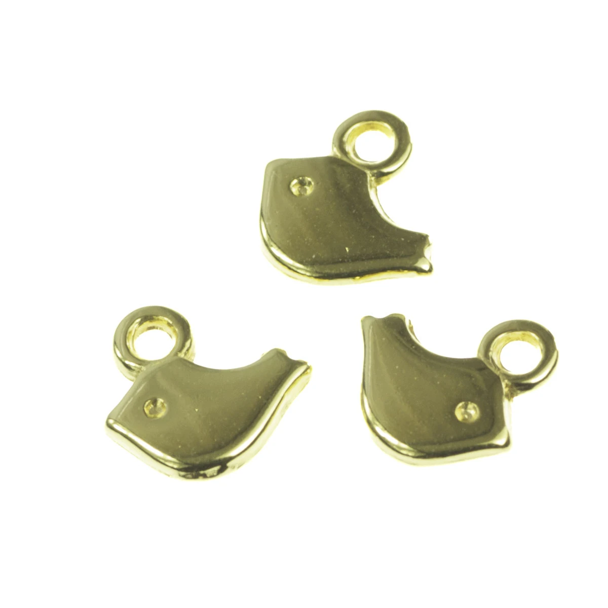 Charm-uri - Charm porumbel, zamac placat cu aur, 8x8 mm, gros. 1.5 mm