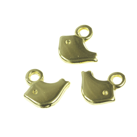Accesorii metalice - Charm porumbel, zamac placat cu aur, 8x8 mm, gros. 1.5 mm