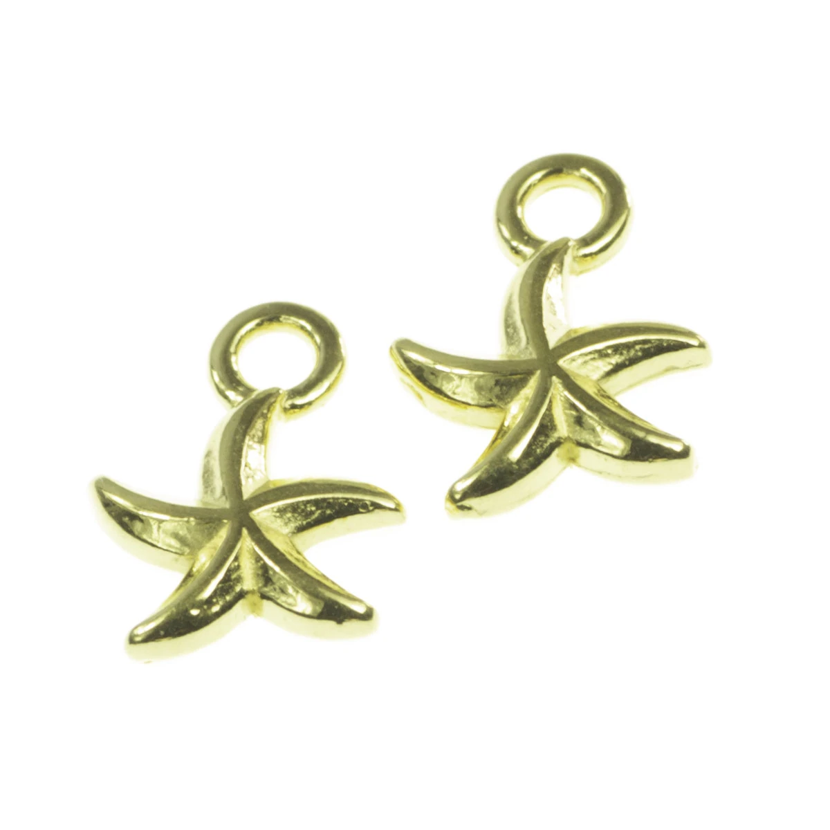 Charm-uri - Charm stea de mare, zamac placat cu aur, D 9 mm, gros. 1 mm