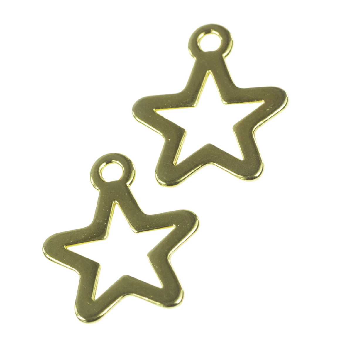 Charm-uri - Charm stea, zamac placat cu aur, 16x14 mm, gros. 1.5 mm