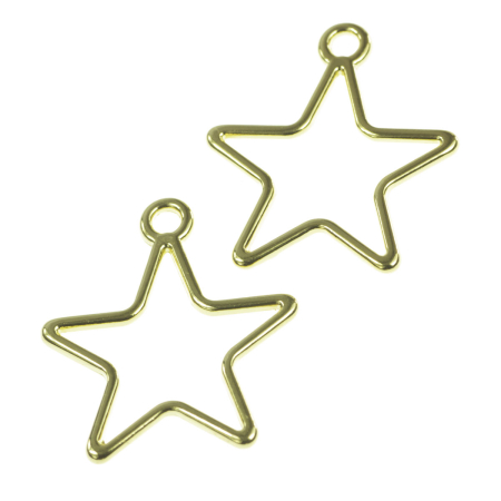 Accesorii metalice - Charm stea, zamac placat cu aur, 23x21 mm, gros. 1.5 mm