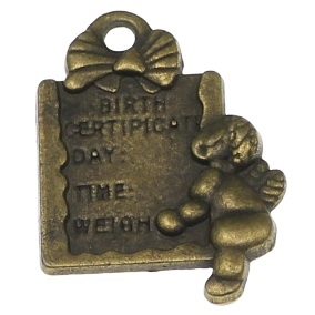 Accesorii metale comune - Charm tablita din bronz antichizat