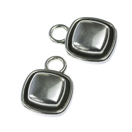 Accesorii metalice - Charm, zamac placat cu argint, 10x10 mm, gros. 6 mm