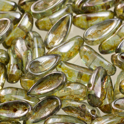 Margele Cehia - Chilli 11x4 mm Green Luster Picasso
