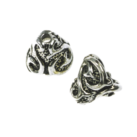 Accesorii metalice - Con, aliaj placat argint antichizat, D 9 mm, H 8 mm