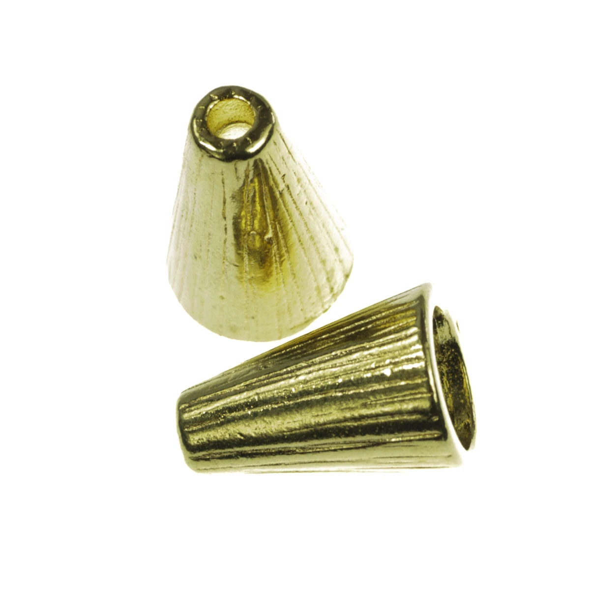 Inchizatori, terminatii lant, conuri - Con, aliaj placat cu aur, H 12 mm, gros. 9 mm, orif. 1.2 mm