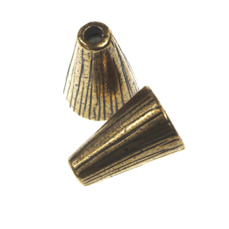 Accesorii metalice - Con texturat, aliaj placat cupru antichizat, H 12 mm, gros. 9 mm, orif. 1.2 mm (cod 1012231141)