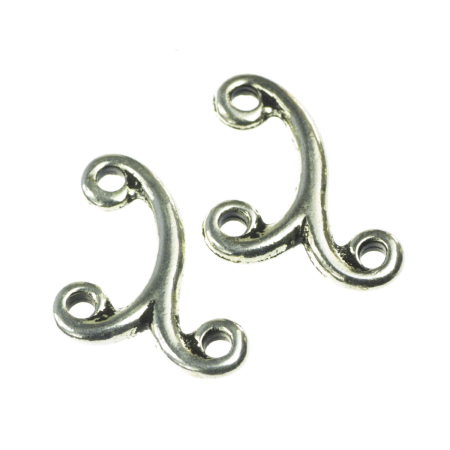Accesorii metalice - Conector, aliaj placat argint antichizat, 12x12 mm, gros. 2 mm (cod 1012261054)