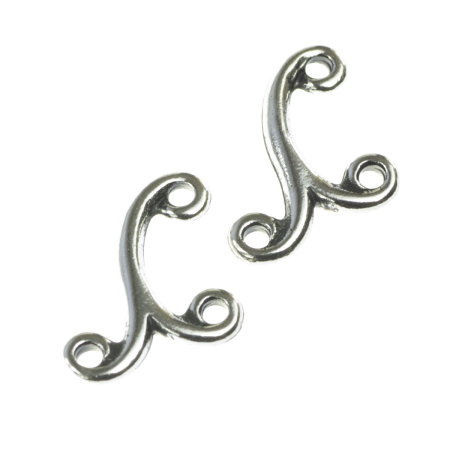 Accesorii metalice - Conector, aliaj placat argint antichizat, 12x12 mm, gros. 2 mm (cod 1012261059)