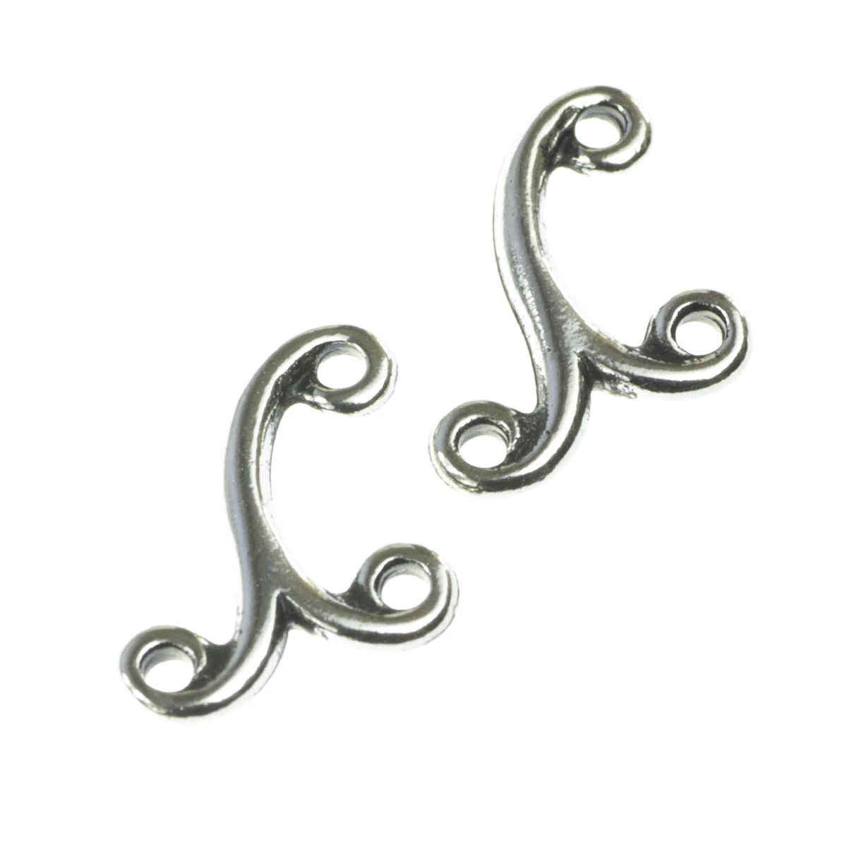 Conectori, link-uri si tuburi - Conector, aliaj placat argint antichizat, 12x12 mm, gros. 2 mm (cod 1012261059)
