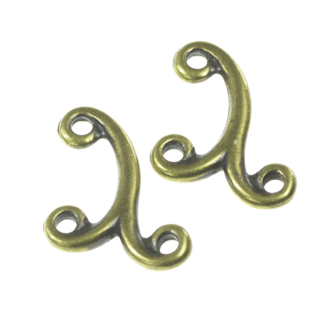 Accesorii metalice - Conector, aliaj placat cu alama antichizata, 12x12 mm, gros. 2 mm