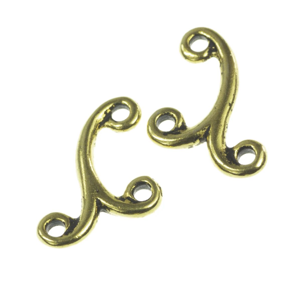 Conectori, link-uri si tuburi - Conector, aliaj placat cu aur antichizat, 12x12 mm, gros. 2 mm