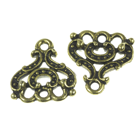 Accesorii metalice - Conector chandelier, aliaj placat cu aur antichizat, 12x9 mm, gros. 1.5 mm