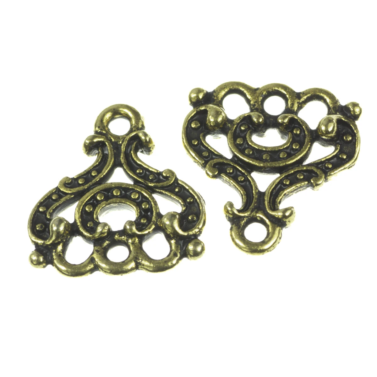 Conectori, link-uri si tuburi - Conector chandelier, aliaj placat cu aur antichizat, 12x9 mm, gros. 1.5 mm