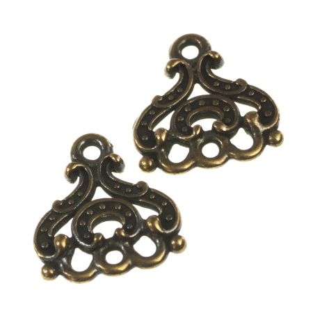 Accesorii metalice - Conector chandelier, aliaj placat cupru antichizat, 12x9 mm, gros. 1.5 mm
