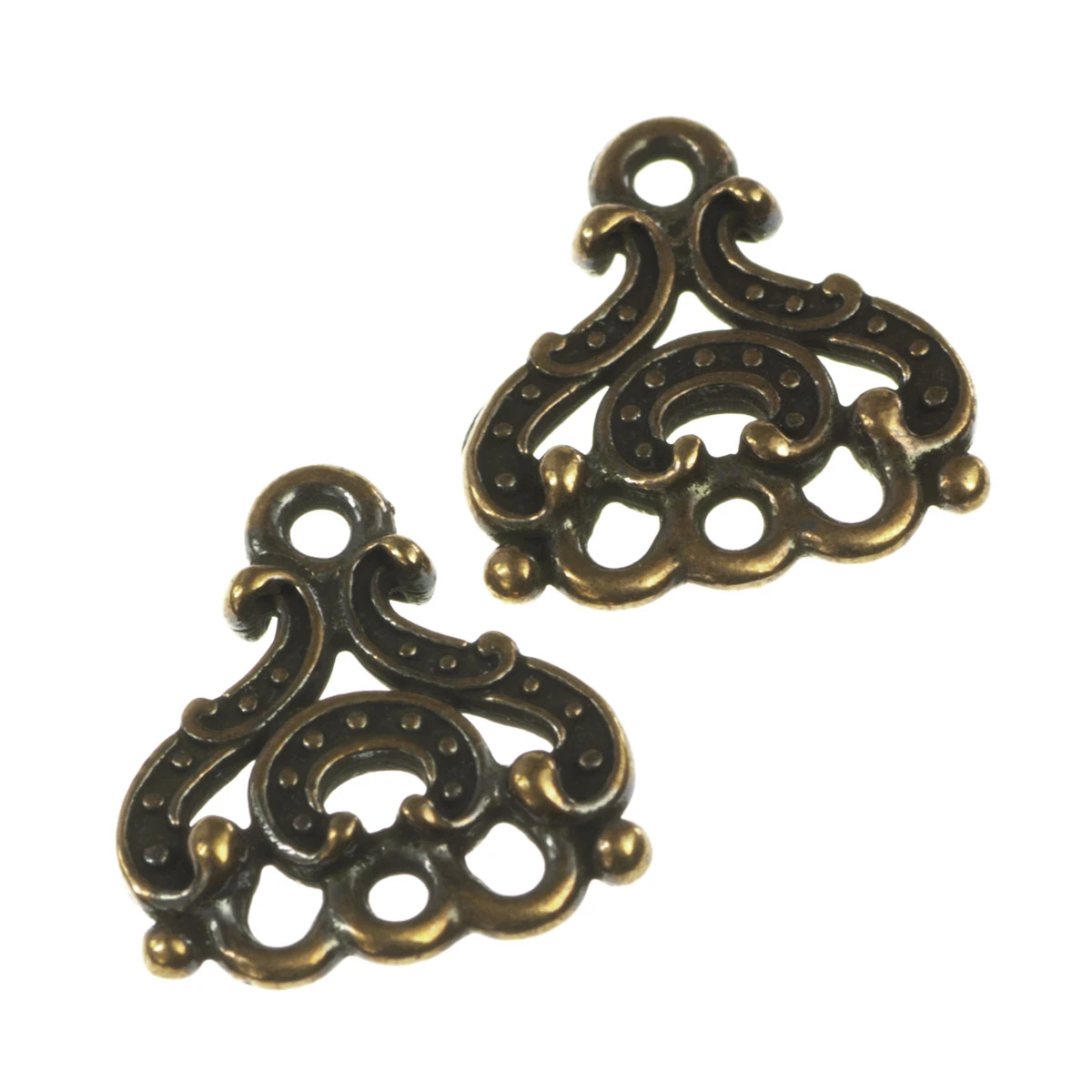 Conectori, link-uri si tuburi - Conector chandelier, aliaj placat cupru antichizat, 12x9 mm, gros. 1.5 mm