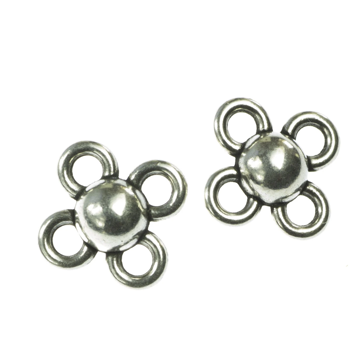 Conectori, link-uri si tuburi - Conector floare, zamac placat cu argint, 18x18 mm
